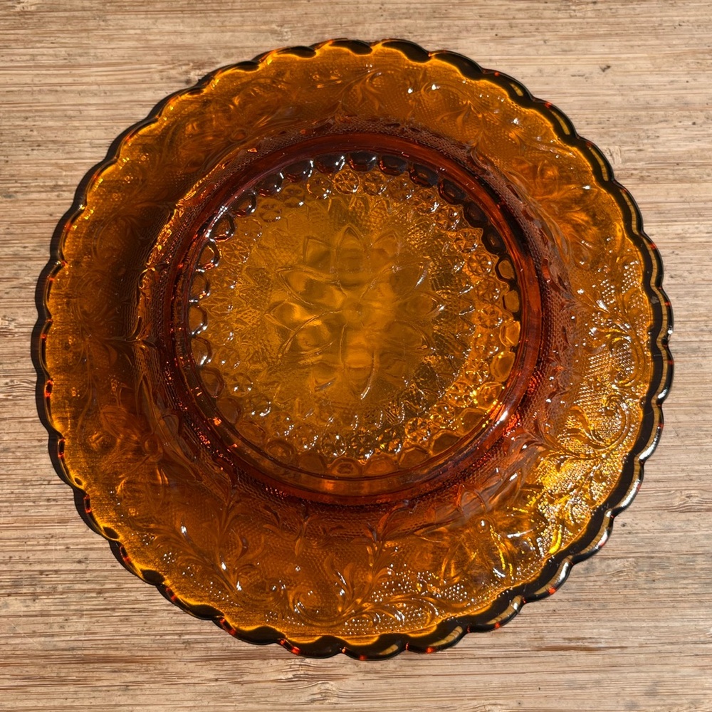 Vintage Tiara Sandwich Glass Butter Dish~Amber - Picture 3 of 6